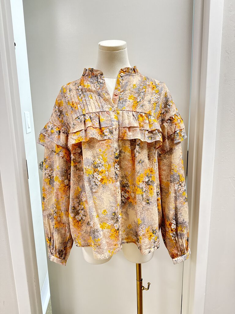 & Other Stories Yellow Floral Blouse