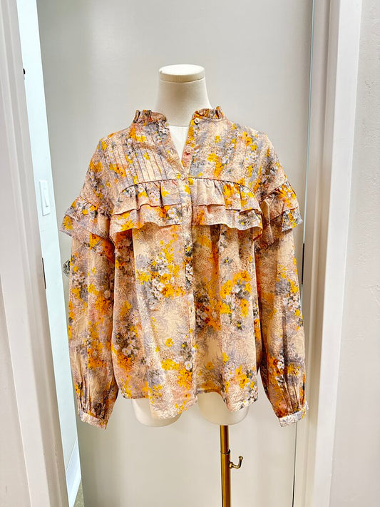& Other Stories Yellow Floral Blouse