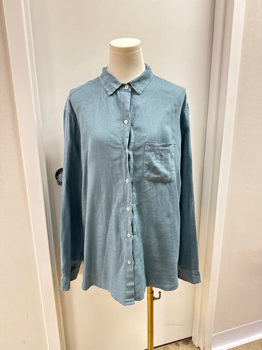 Velvet by Graham Spencer Sage Linen Button Up