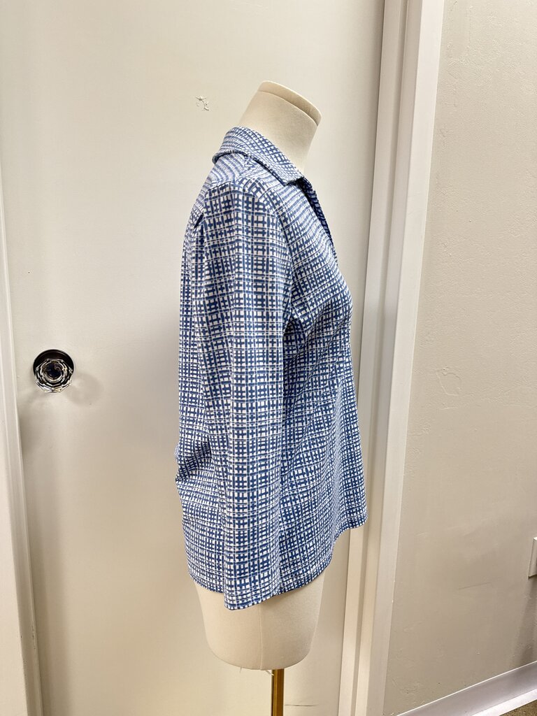 J McLaughlin Blue and White Basketweave Tunic