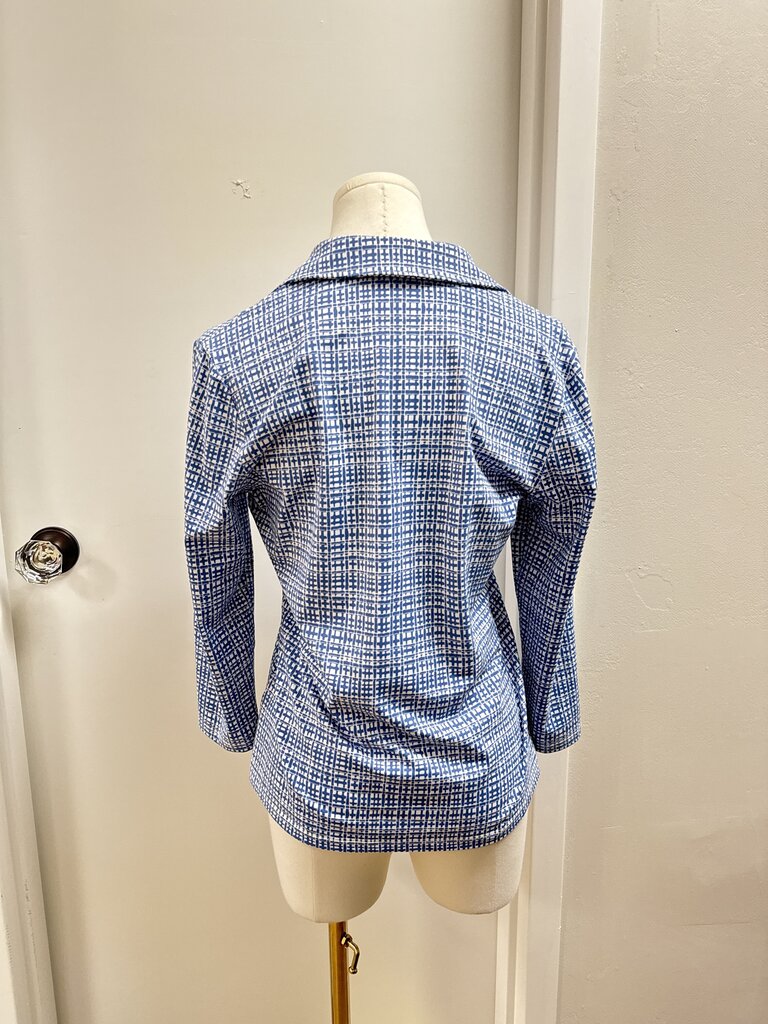 J McLaughlin Blue and White Basketweave Tunic