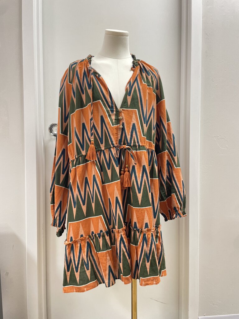 Veronica Beard Orange Print Mini Dress