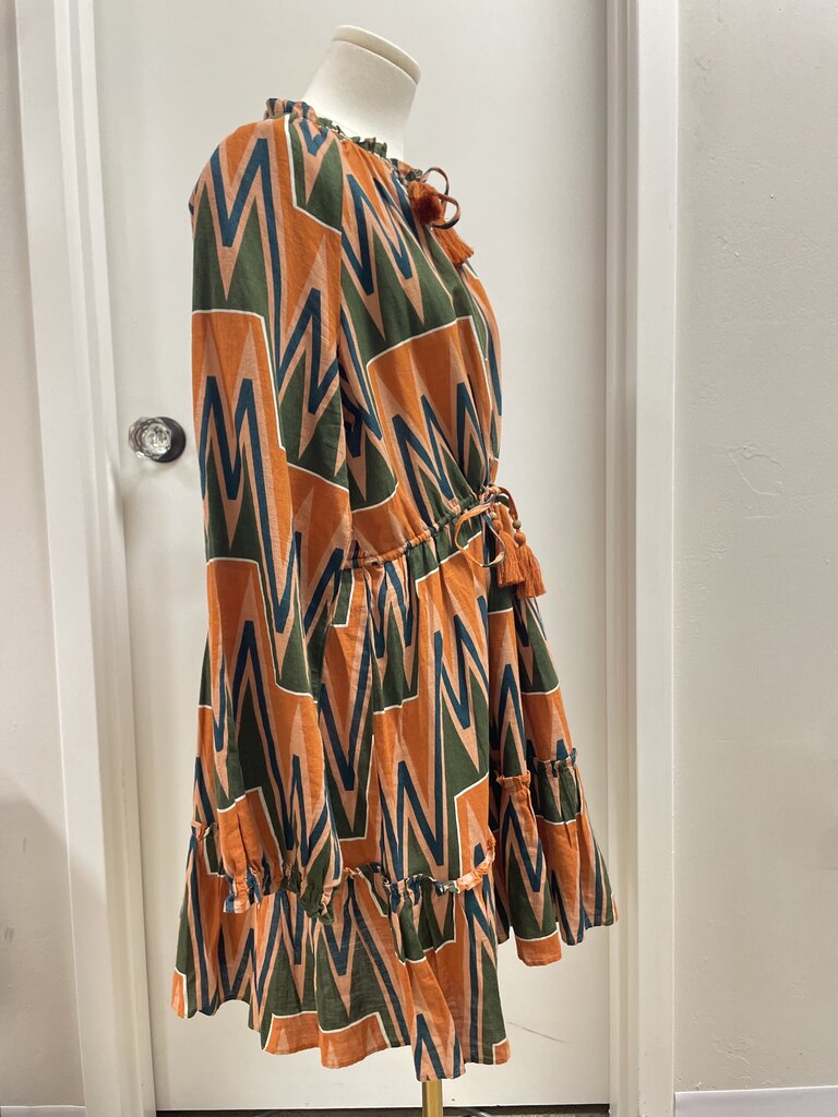 Veronica Beard Orange Print Mini Dress