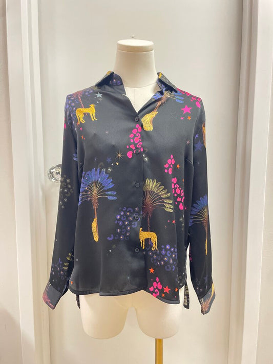 Vilagallo Black Leopard Print Top NWT