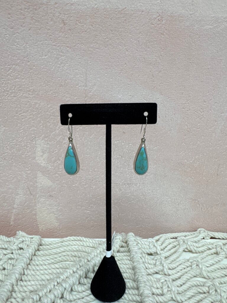 Silver and Turquoise Teardrop Earring