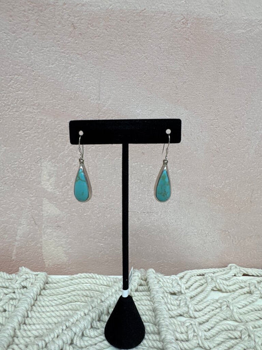 Silver and Turquoise Teardrop Earring