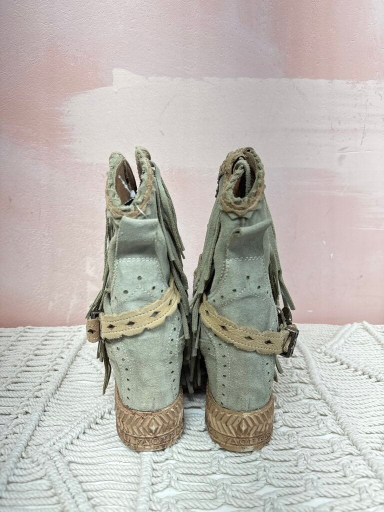 El Vaquero Olive Suede Moccasin Wedge Boot