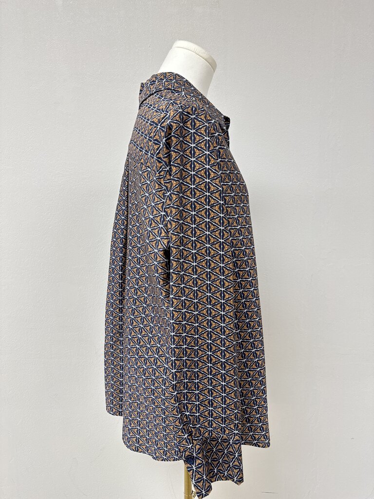 Lafayette 148 Blue and Orange Printed Silk Top