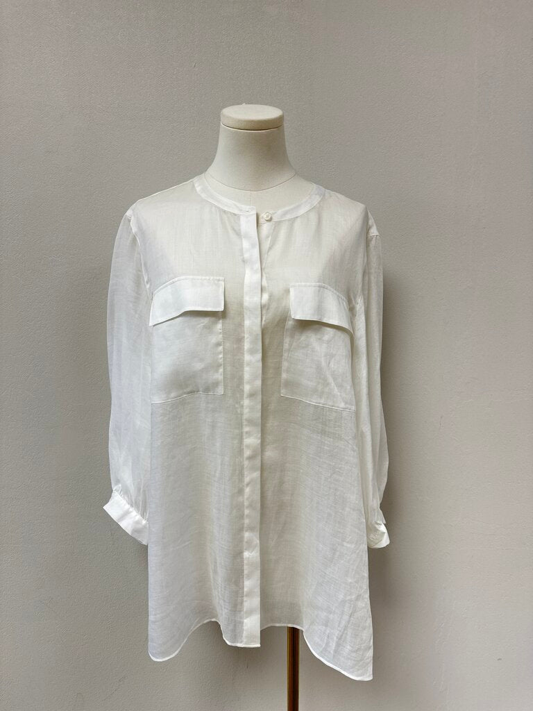 Lafayette 148 White Linen Top