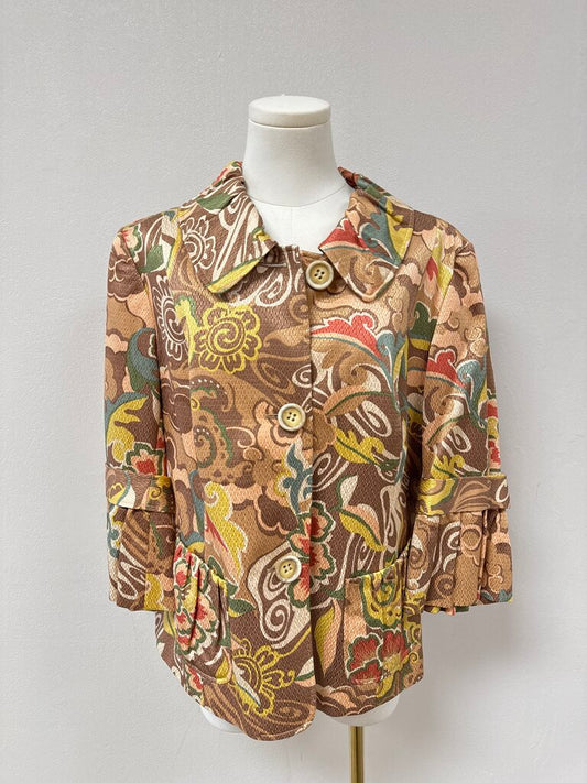 Lafayette 148 Brown Floral Cropped Blazer