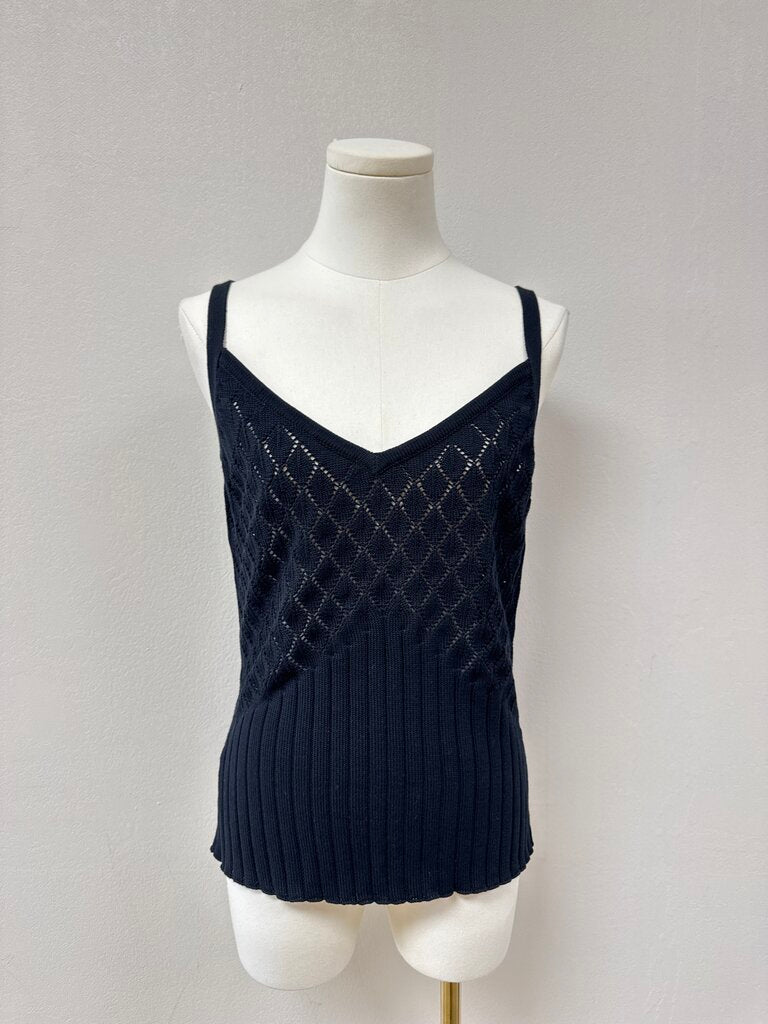 Kokun Black Knit Pointelle Tank