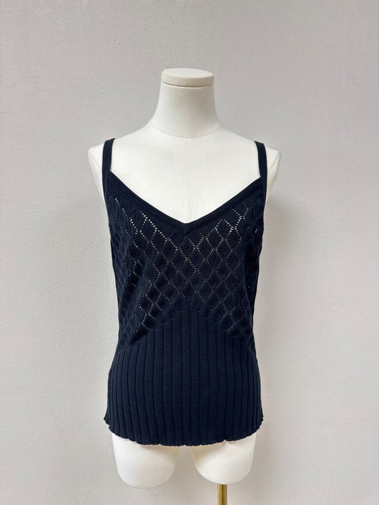 Kokun Black Knit Pointelle Tank