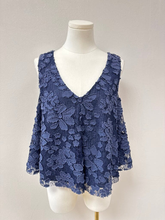 Maeve Blue Floral Applique Tank
