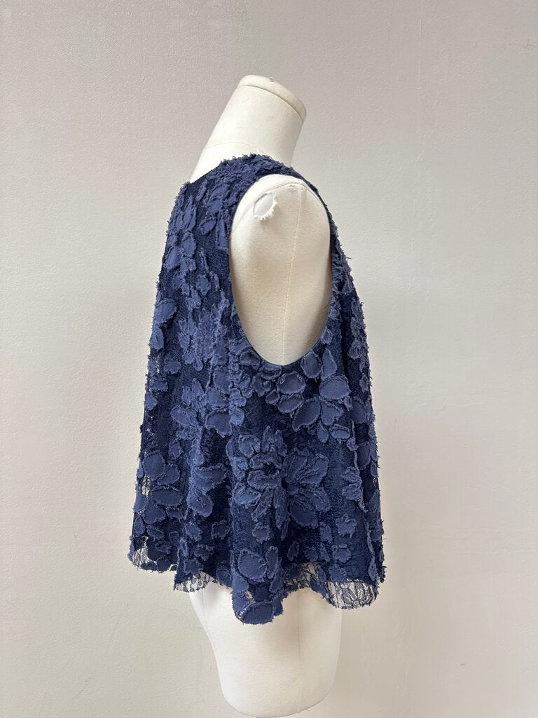 Maeve Blue Floral Applique Tank