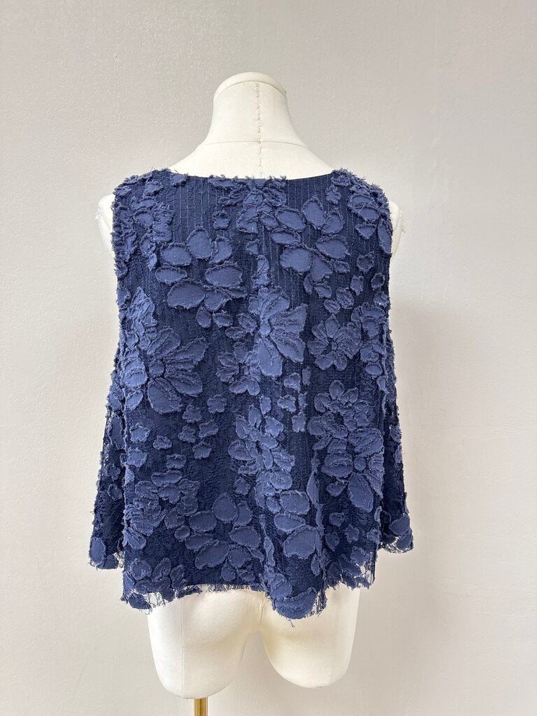 Maeve Blue Floral Applique Tank