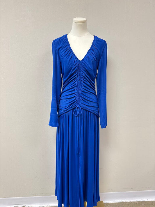 Farm Rio Cobalt Ruched Maxi Dress NWT