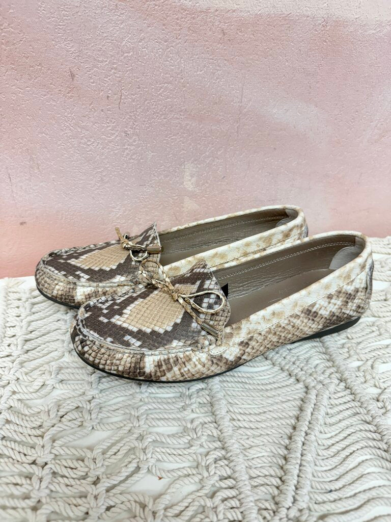AGL Beige Snakeskin Loafer