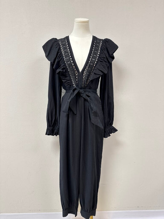 Farm Rio Black Deep V Jumpsuit NWT