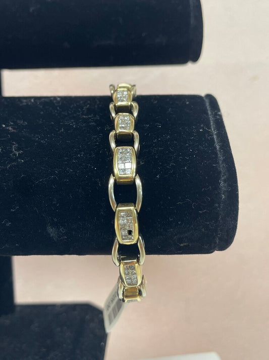 14k Yellow Gold and Diamond Vintage Link Bracelet (As Is)