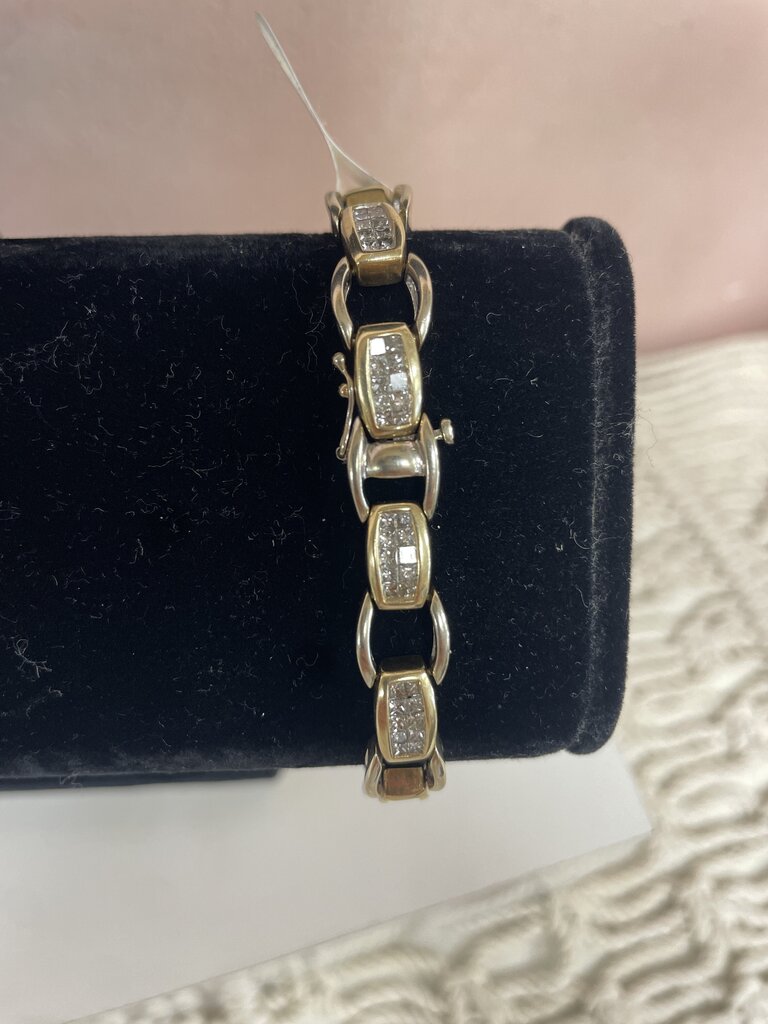 14k Yellow Gold and Diamond Vintage Link Bracelet (As Is)