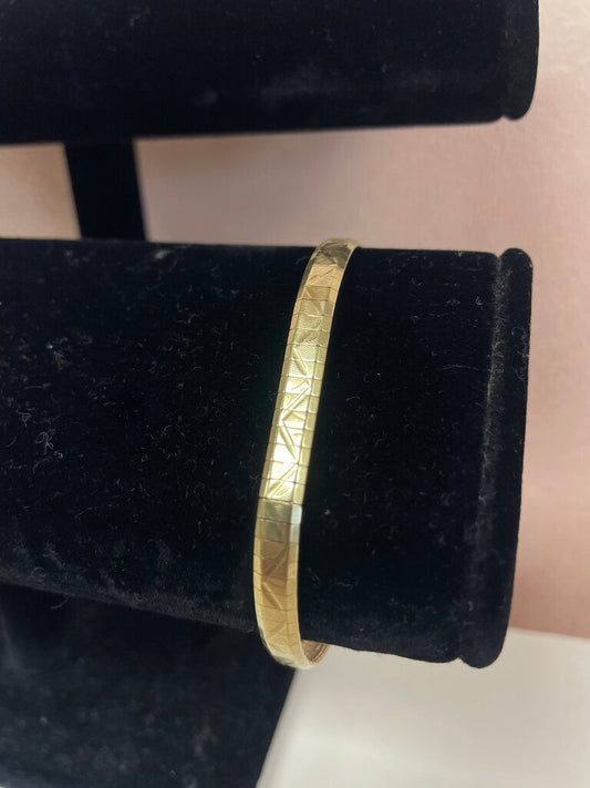 14k Yellow Gold Etched Cuff Bracelet