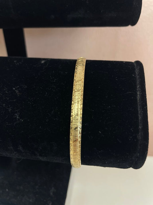 14k Yellow Gold Etched Cuff Bracelet