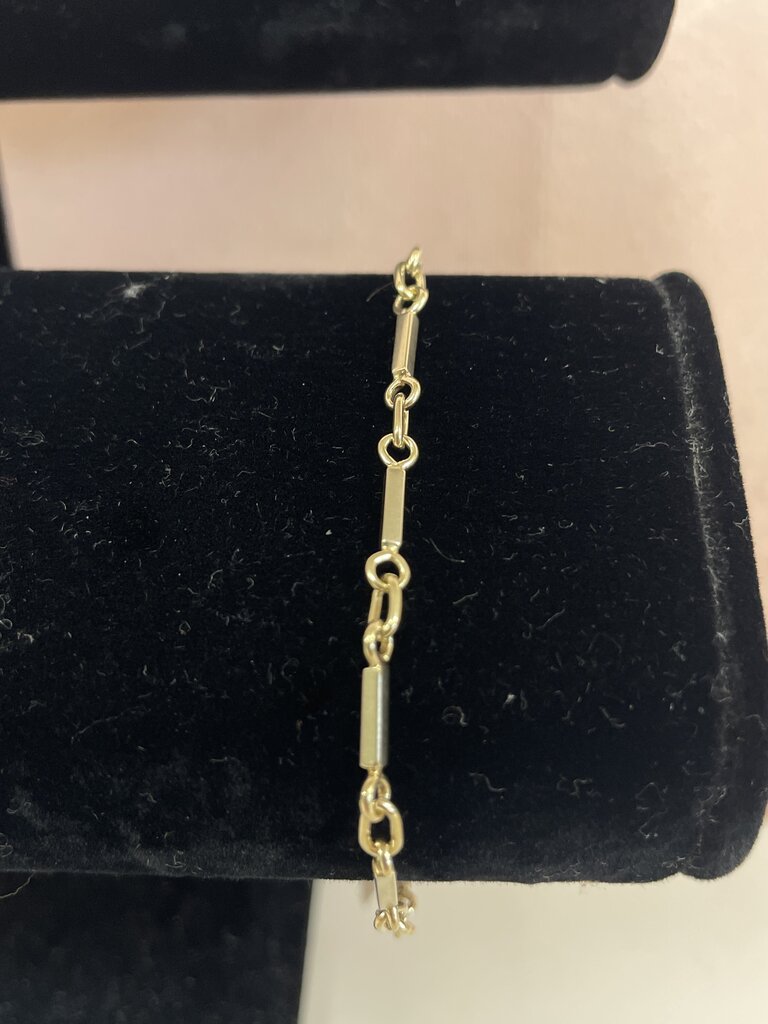14k Yellow Gold Bar and Link Bracelet