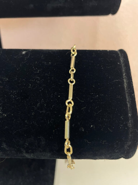 14k Yellow Gold Bar and Link Bracelet
