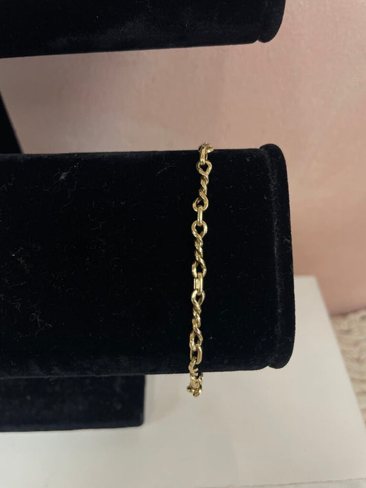 14k Yellow Gold Bar and Link Bracelet