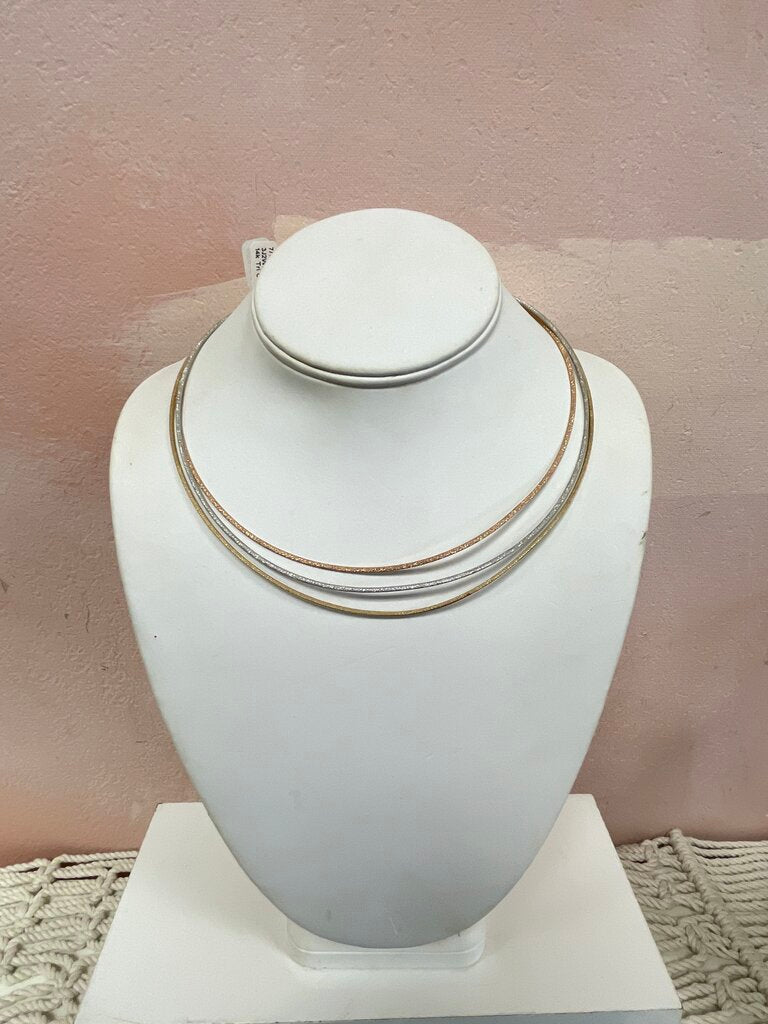 14k Tri Colored Gold Three Strand Choker