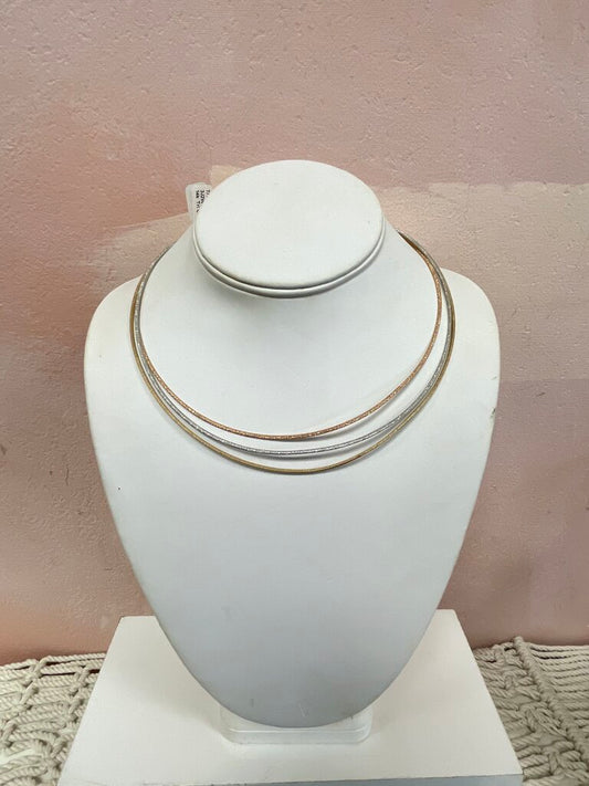14k Tri Colored Gold Three Strand Choker