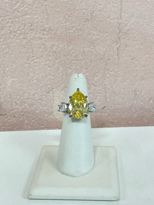 The Danbury Mint Canary Pear Cut Engagement Ring