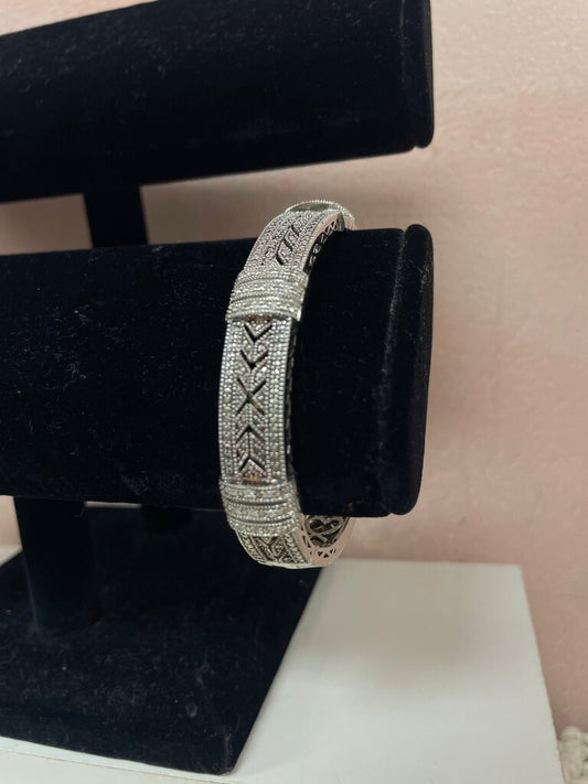 Ross Simons Diamond and Silver Vintage Style Cuff