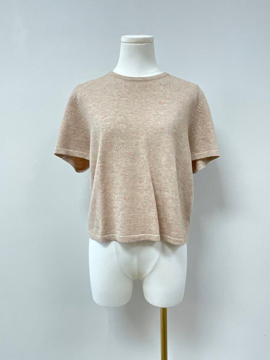 Le Superbe Tan and Pink Sequin Top