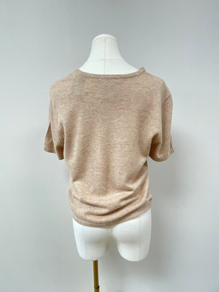 Le Superbe Tan and Pink Sequin Top