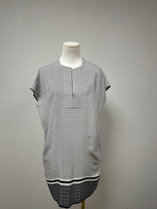 Vince Black and White Printed Silk Dress