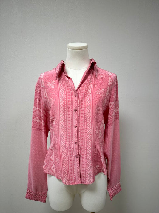 Ritu Kumar Pink Printed Silk Button Up NWT