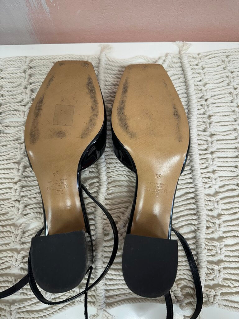 Valentino Black Patent Accent Stud Sandal