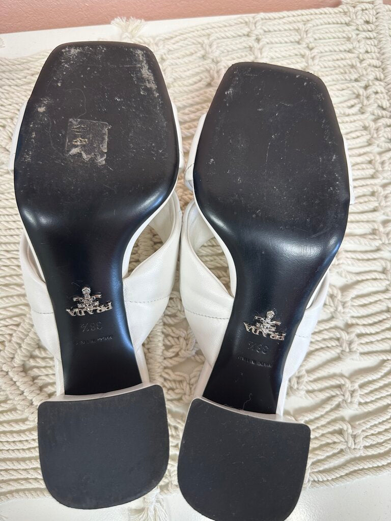 Prada White Quilted Puffy Sandal