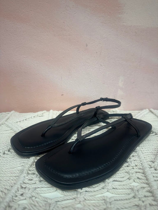 Brunello Cucinelli Black Thong Sandal
