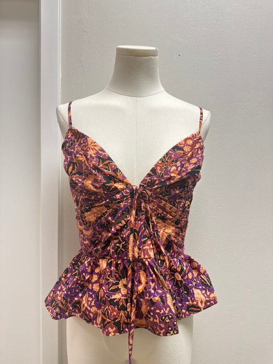 Ulla Johnson Plum Floral Peplum Top NWT