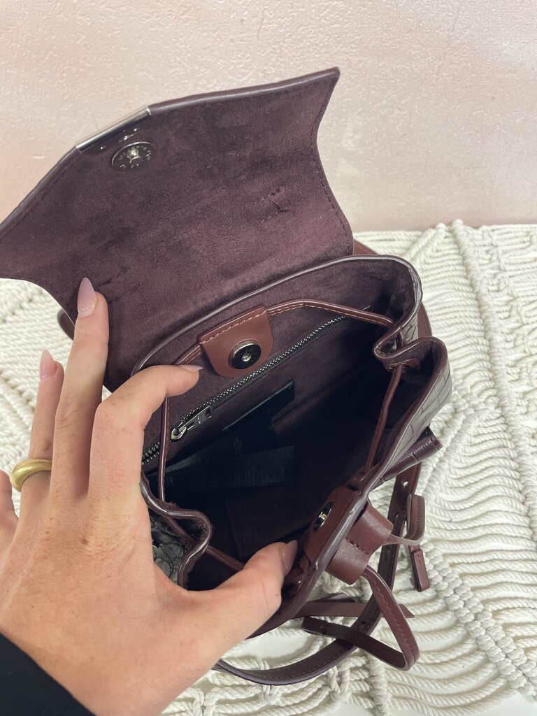 AllSaints Maroon Poly Mini Backpack