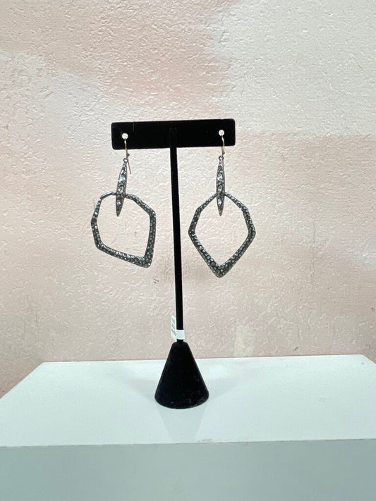 Alexis Bittar Pewter and Crystal Encrusted Drop Earring
