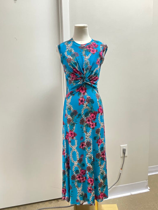 Sandro Blue Floral Jersey Maxi Dress NWT