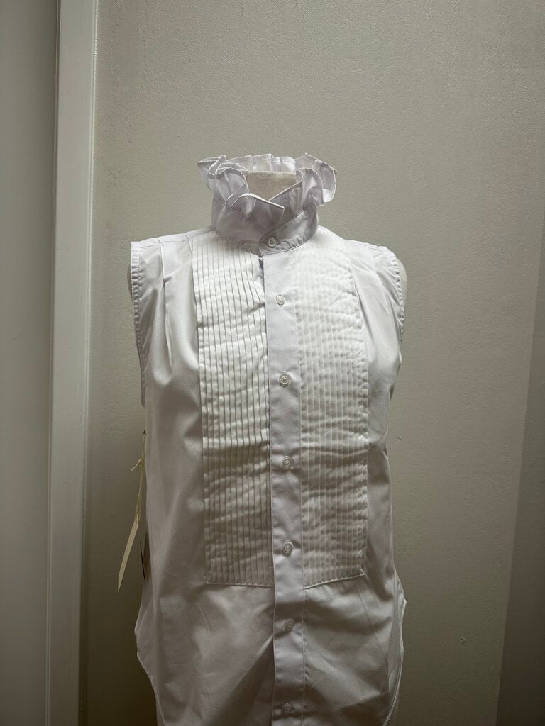 KMJ White Pintuck Ruffle Blouse NWT