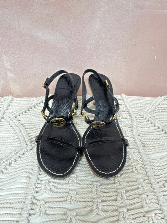 Tory Burch Black Kitten Heel Sandal