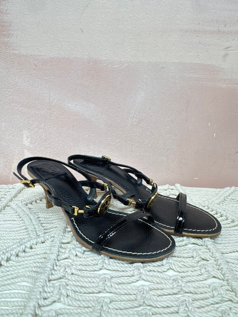 Tory Burch Black Kitten Heel Sandal