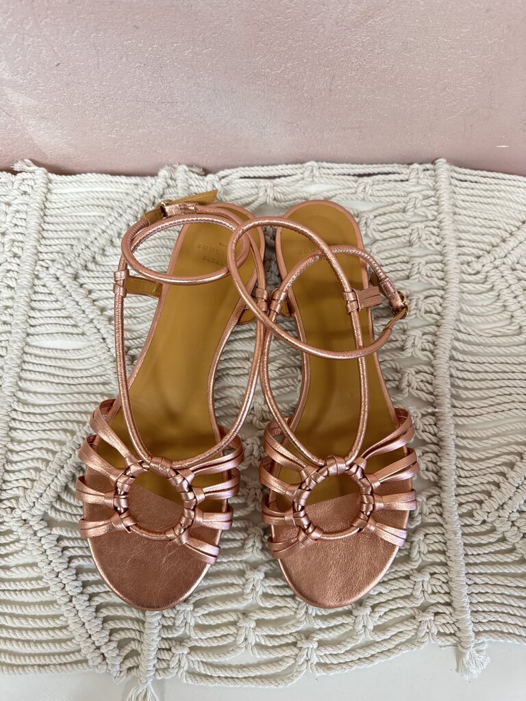Seazane Les Souliers Rose Gold Leather Sandals