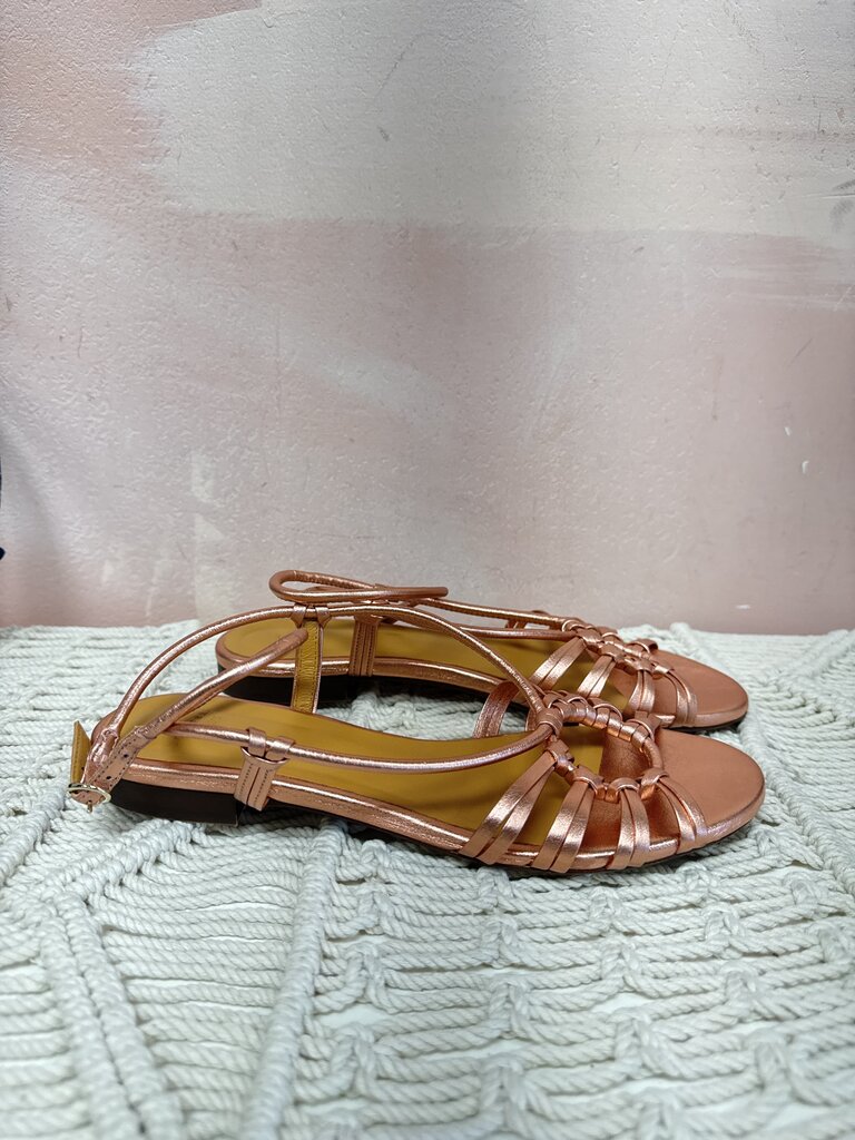 Seazane Les Souliers Rose Gold Leather Sandals