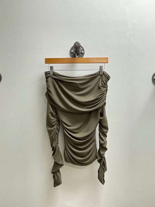 Ronny Kobo Khaki Ruched Top
